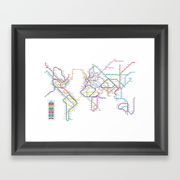 World Metro Subway Map Framed Art Print