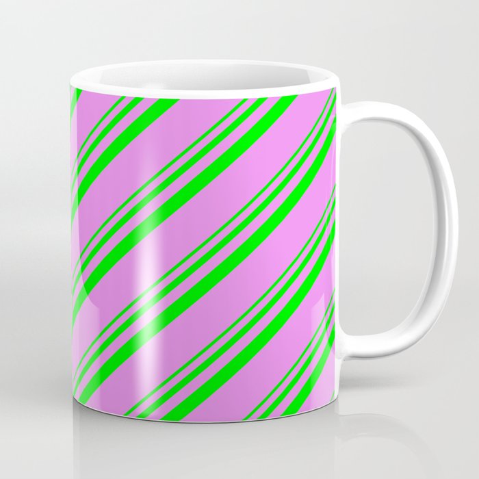 Lime and Violet Colored Striped Pattern Coffee Mug