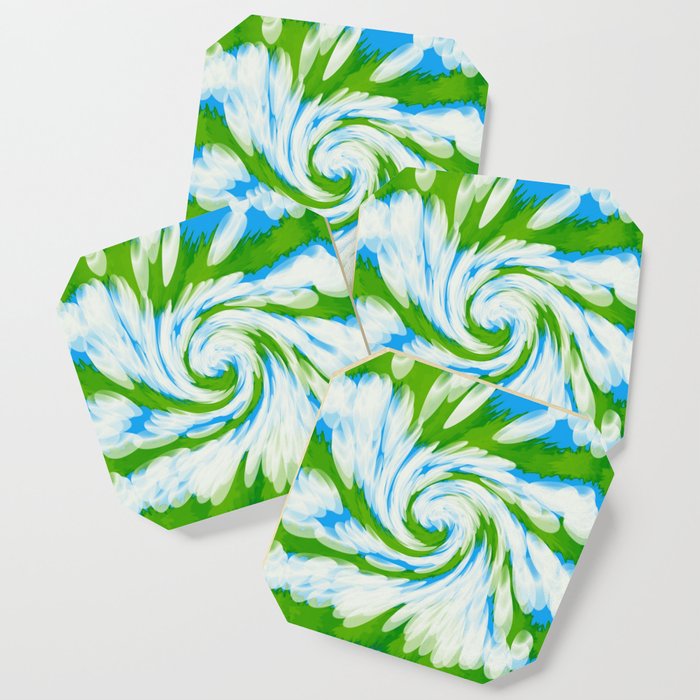 Groovy Green Blue Swirl Coaster