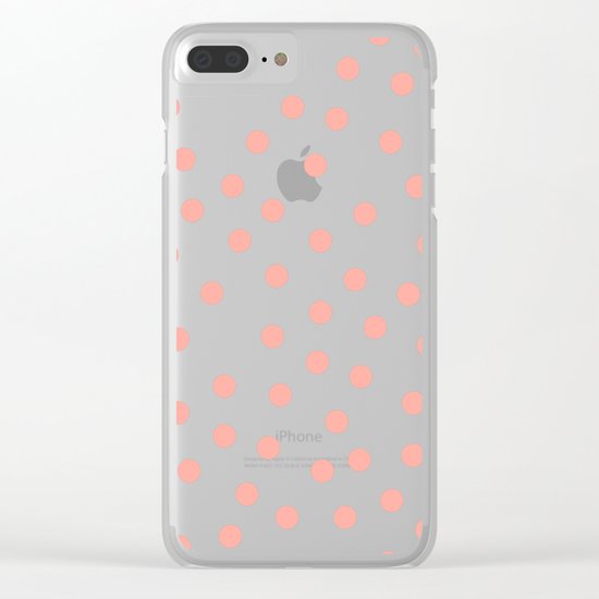 Simply Dots in Salmon Pink on White Clear iPhone Case