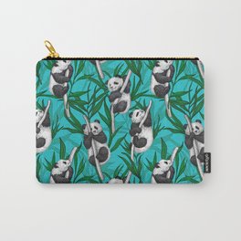 Panda cubson turquoise Carry-All Pouch | Digital, Painting, Tree, Drawing, Foliage, Animal, Botanical, Bear, Nature, Bamboo 