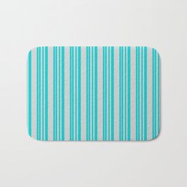 [ Thumbnail: Dark Turquoise & Light Gray Colored Pattern of Stripes Bath Mat ]