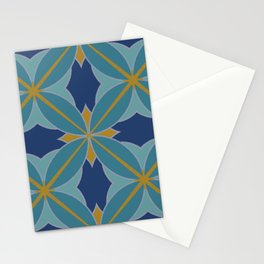 Moroccan flower tile in Blues and Yellow Stationery Cards