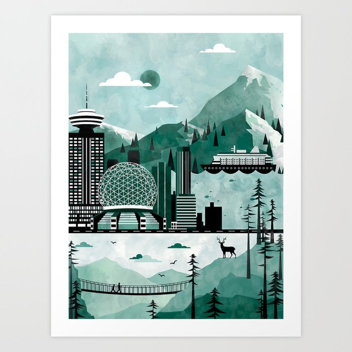Vancouver Travel Poster Illustration Art Print