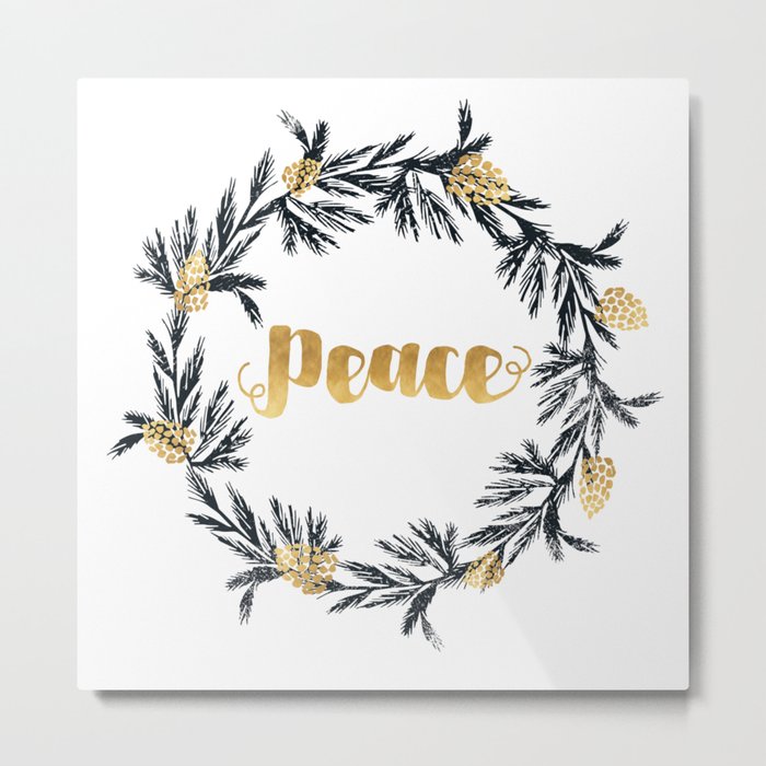 Christmas Wreath Peace Metal Print