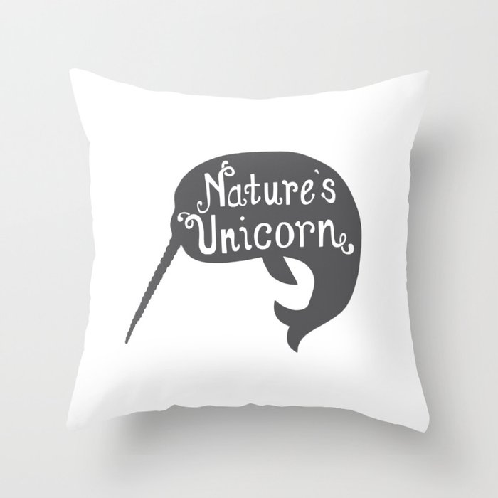 Narwhal Nature's Unicorn Throw Pillow