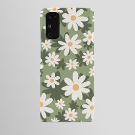 Flower Market London, Retro Daisies  Print, Green Ditsy Pattern Android Case