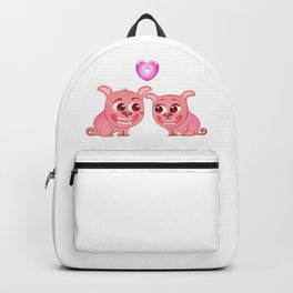 Two Pugs in Love on a Romantic Date.  Backpack
