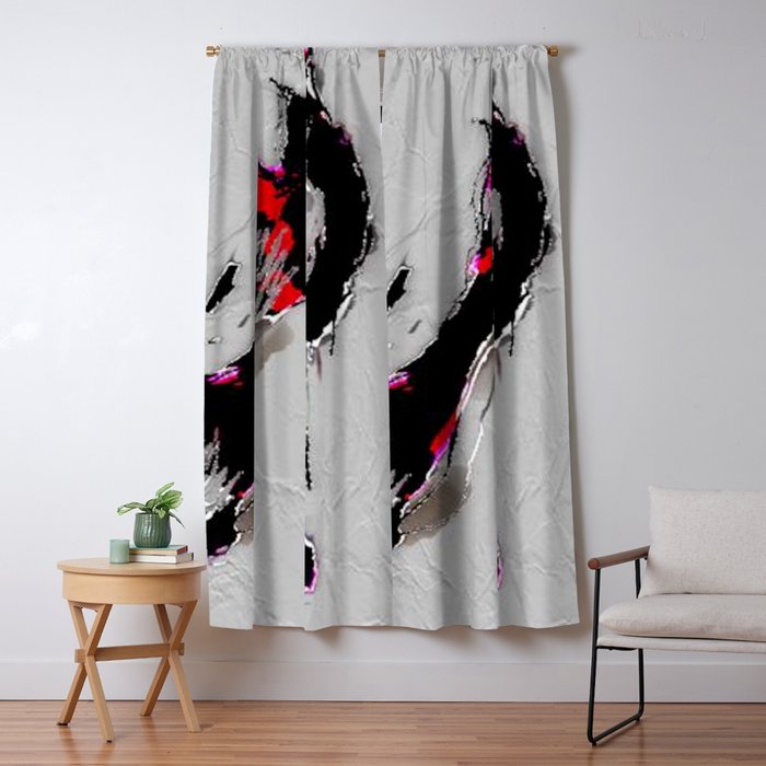Stylish Abstract Painting Of Ladies High Heeled Shoe In Bold Black And Red Wall Art Blackout Curtain By Angiestimson