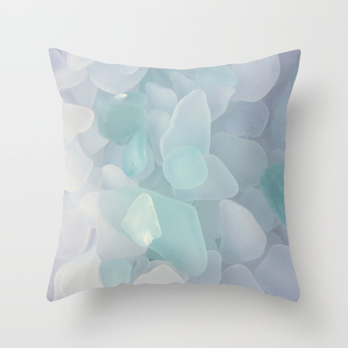 Sea Glass White Throw Pillow