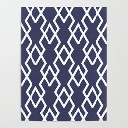 Navy and White Tessellation Line Pattern 19 Pairs DE 2022 Trending Color Singing the Blues DET576 Poster