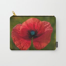 Beautiful Red Poppy Blooming  Carry-All Pouch | European, Flower, Photo, Digital, Color, Meadow, Rhoeas, Flanderspoppy, Poppy, Bokeh 