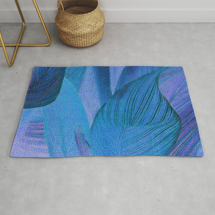 Exotic Leaves with Translucent Floral Pattern Rug