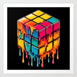 Rubik's Cube Melting Rubik's Cube Art Print