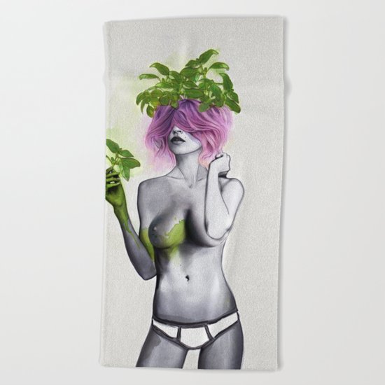 Garden Girls 1 - Basil Beach Towel