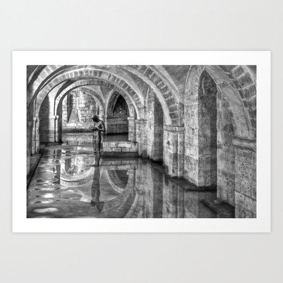 Winchester Cathedral Crypt - Black and White Art Print