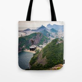 Brazil Photography - Cabel Car Going Over Sugarloaf Mountain Tote Bag