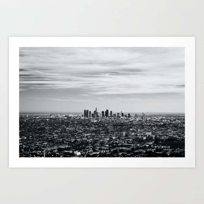 Los Angeles Skyline Black and White Art Print