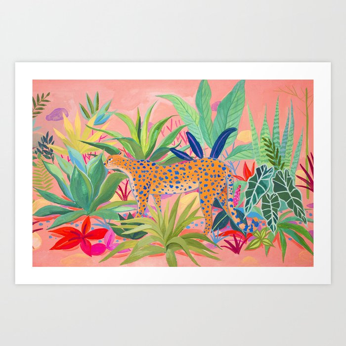 Leopard in Succulent Garden Art Print