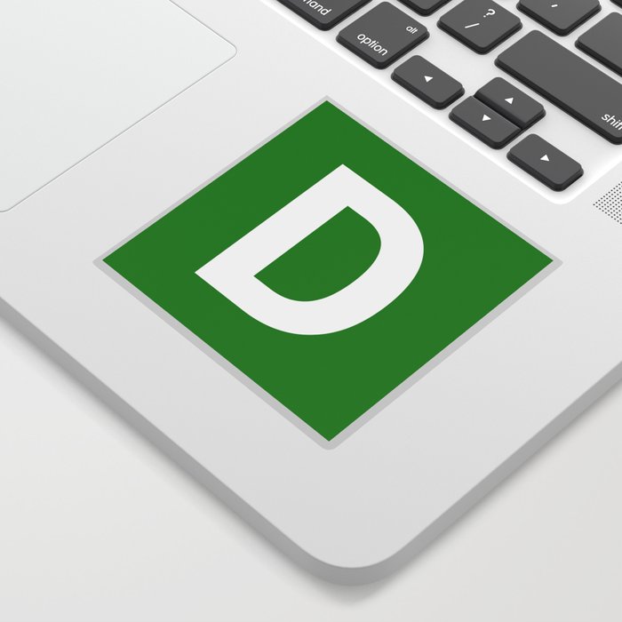 Letter D (White & Green) Sticker