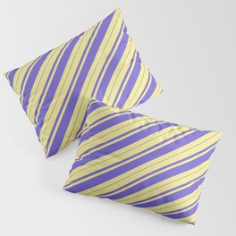 [ Thumbnail: Tan & Slate Blue Colored Stripes Pattern Pillow Sham ]