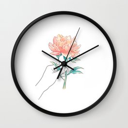 Take the peony mixed media illustration  Wall Clock