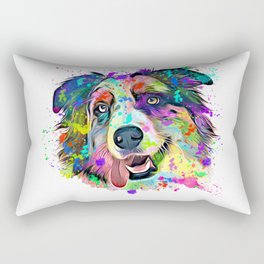 Colorful Australian Shepherd Dog Lovers Rectangular Pillow