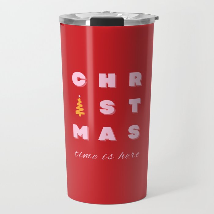 Christmas, Red Christmas Art, Holiday Season Decor Travel Mug