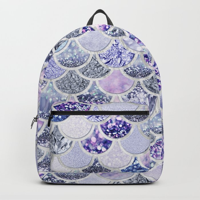 Purple and Ultra Violet Trendy Glitter Mermaid Scales Backpack