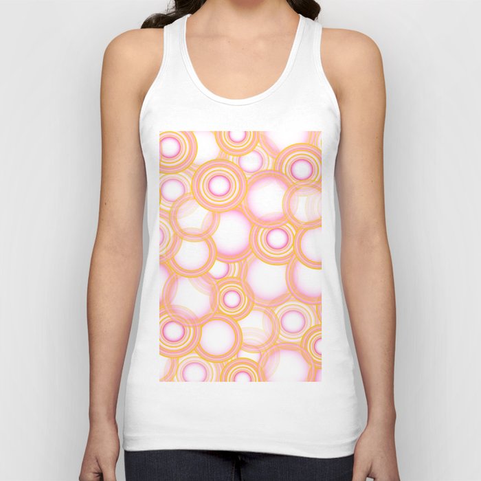 Nion - Colorful Geometric Abstract Circle Art Design Pattern in Orange Tank Top