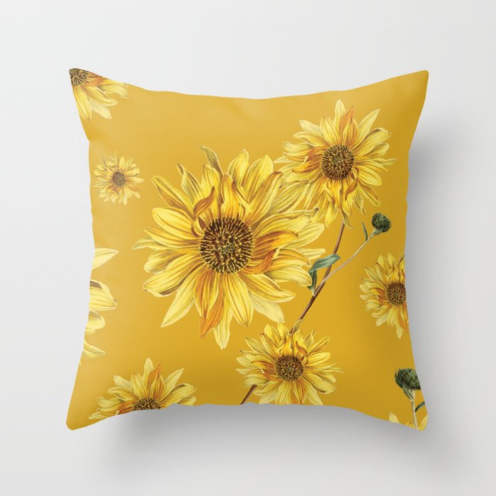 Sunflower Pattern 3 Throw Pillow