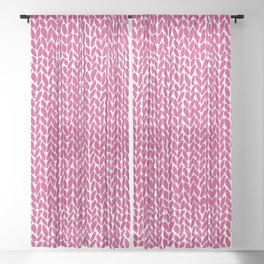 Hand Knit Hot Pink Sheer Curtain