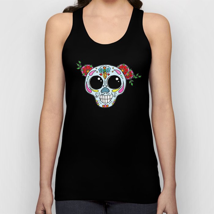 Sugar skull with flowers and bee Tank Top