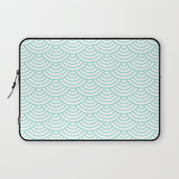 Seafoam Blue Japanese wave pattern Laptop Sleeve