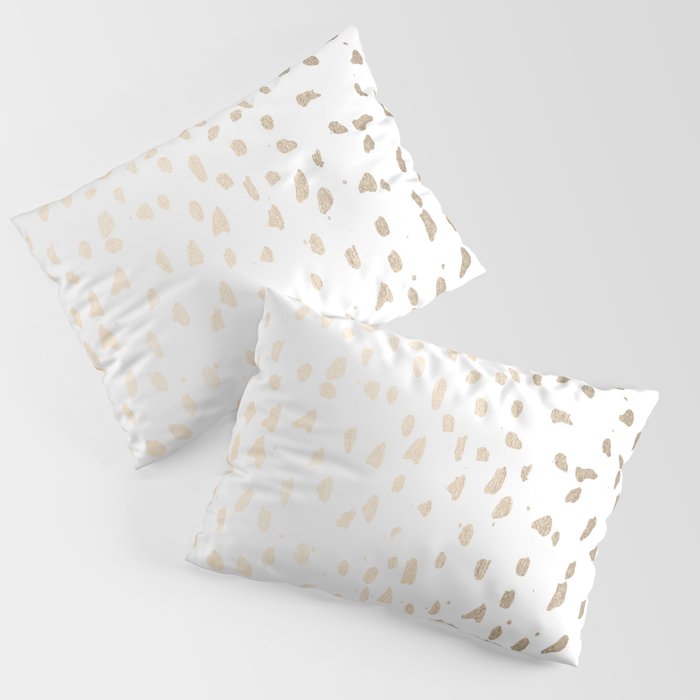 Luxe Gold Painted Polka Dot on White Pillow Sham