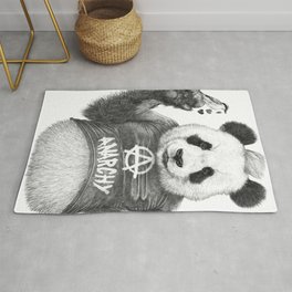 Punk Panda Rug | White, Funny, Piercing, Black, Revolution, Bear, Heart, Anarchy, Flower, Punk 