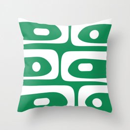Mid-Century Modern Piquet Minimalist Abstract in Kelly Green and White Throw Pillow