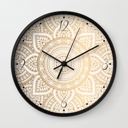 Gold Bronze Mandala Pattern Illustration Wall Clock