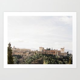 View of Alhambra on the Hill in Granada | Medieval Palace in Andalusia Spain | Europe Moorish Castle Travel Photography Art Print