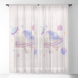 Galaxy Watercolor Sheer Curtain
