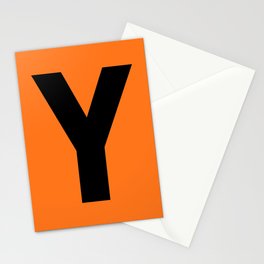 Letter Y (Black & Orange) Stationery Card