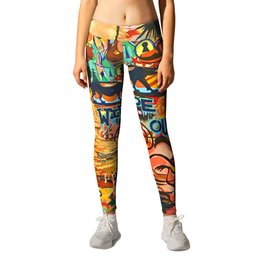 Stolen Goods Leggings | Acrylic, Colorful, Painting, Saturated, Lions, Egypt, Planets, Police, Urban, Blindfold 