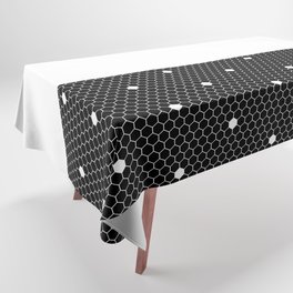 White Polka Dots Lace Horizontal Split on Black Tablecloth