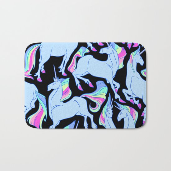 Ultraviolet rainbow unicorns Bath Mat