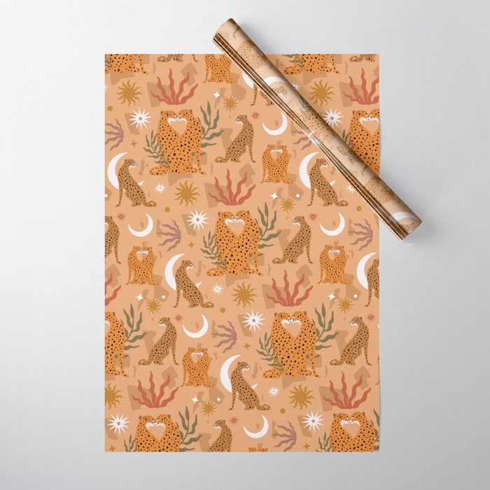 Cheetah Love In Egypt Pattern Wrapping Paper