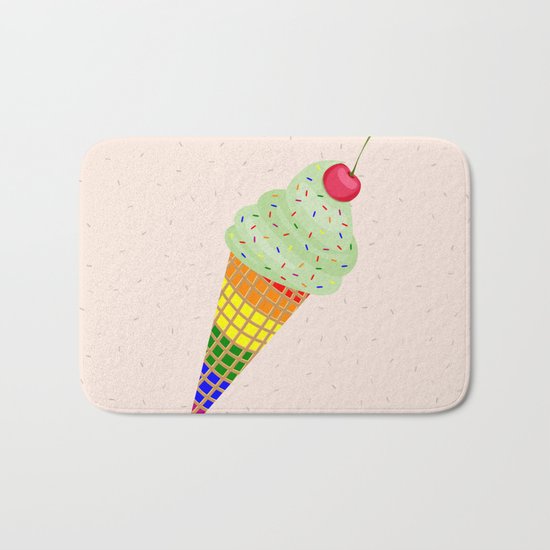 Colorful Ice Cream Cone Design Bath Mat
