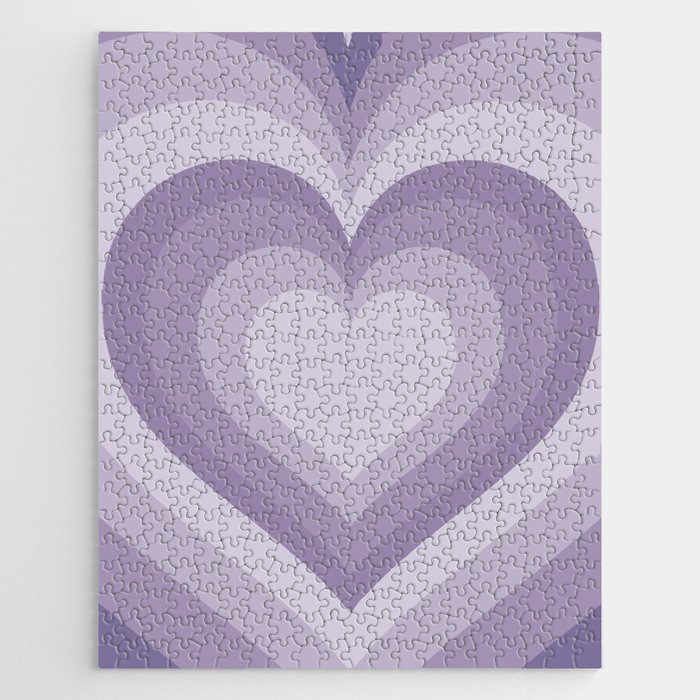 Pastel Lavender Concentric Hearts 90s Y2k Jigsaw Puzzle