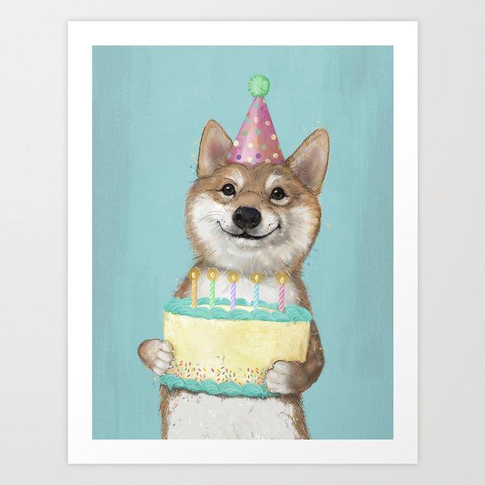 Birthday Fox Art Print