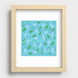 Blue Axolotl pattern Recessed Framed Print