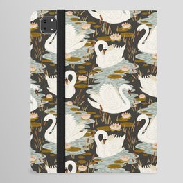 Swan Dance Pattern in Charcoal Background iPad Folio Case